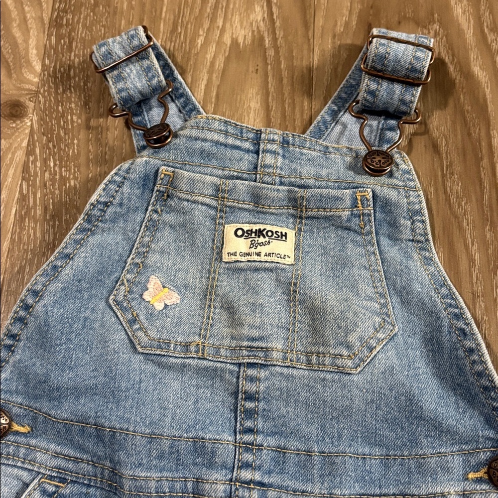 OshKosh B’gosh Denim Embroidered Shortalls Overalls Size 24 Months | Classic | - Picture 2 of 7